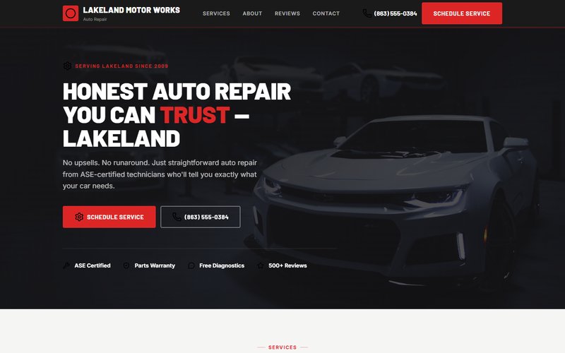 Lakeland Motor Works website screenshot